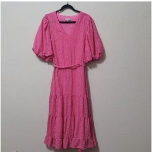 Dress Forum Pink Midi Eyelet Dress